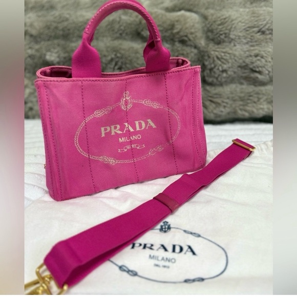 Prada Handbags - Pink Prada Canapa Tote Bag